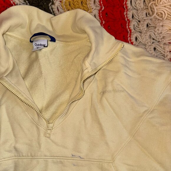 Outdoor Voices Pale Yellow 1/2 Zip Pullover Sweatshirt - Picture 2 of 4